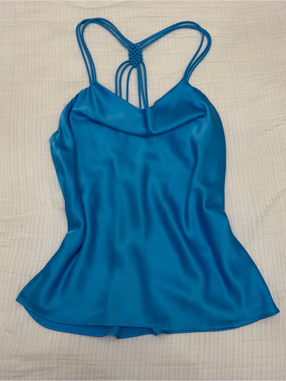 do+be turquoise satin cowl neck strappy back top